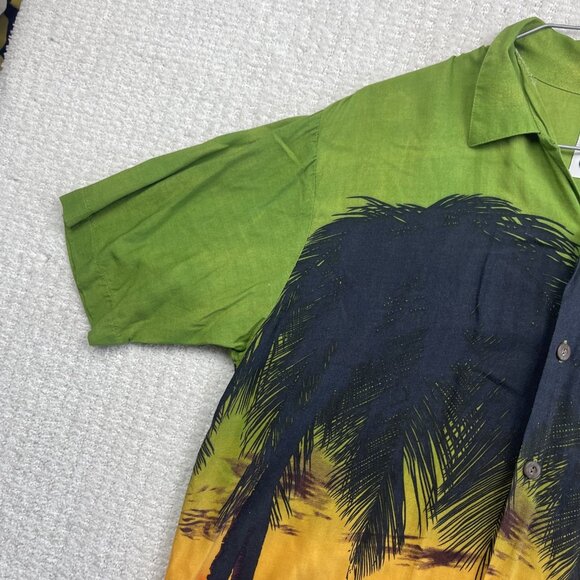 Vintage Ocean Current Hawaiian Shirt Sun set Beach Scene Surf Palm tree Sz M - Picture 3 of 16